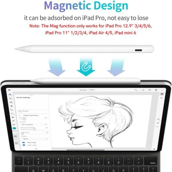 Stylus Pen for iPad with Palm Rejection, JAMJAKE 2X Fast Charging Pencil Compatible with 2018-2024 iPad Pro 11"/13", iPad Pro 12.9" 6/5/4/3, iPad Air M2, iPad Air 5/4/3, iPad 10/9/8/7/6, iPad Mini 6/5 - Image 2