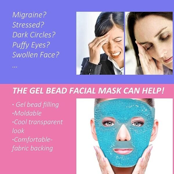 máscara helada para cara y ojos, reduce la hinchazón, ojeras, máscara de perlas de gel para frío y calor, - Image 4