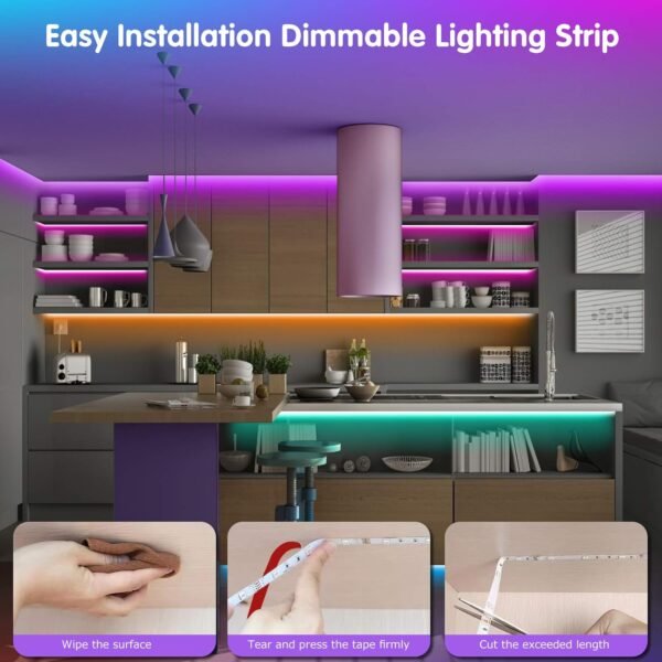 Tenmiro Led Lights for Bedroom 100ft(2 Rolls of 50ft) Smart Music Sync Color Changing LED Strip Lights with App and Remote Control RGB LED Strip, LED Lights for Room Home Party Decoration - Image 2