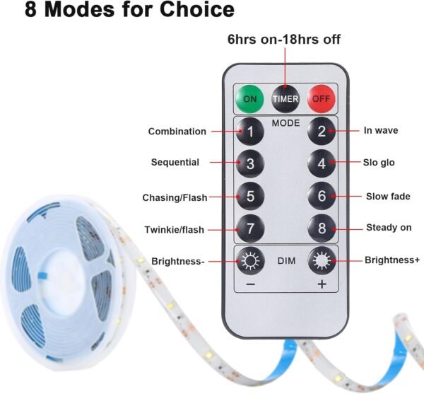 YTDRGB Battery Powered LED Strip - 9.8FT 90 LED Battery LED Strip Lights, Waterproof Battery LED Strip Lights with Remote, Dimmable, Timer for Outdoor/Indoor Decoration - Image 4