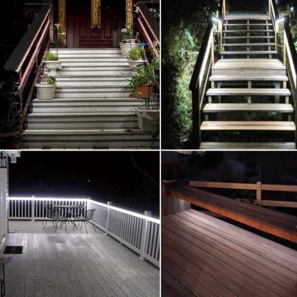 Upgraded Solar LED Strip Lights,180 LED 19.6FT Bright White Balcony Lights Solar Powered,8 Lighting Modes Waterproof Outdoor Lights for Christmas Terrace, Balcony, Stairs, Chicken Coop, Pergola Decor - Image 7