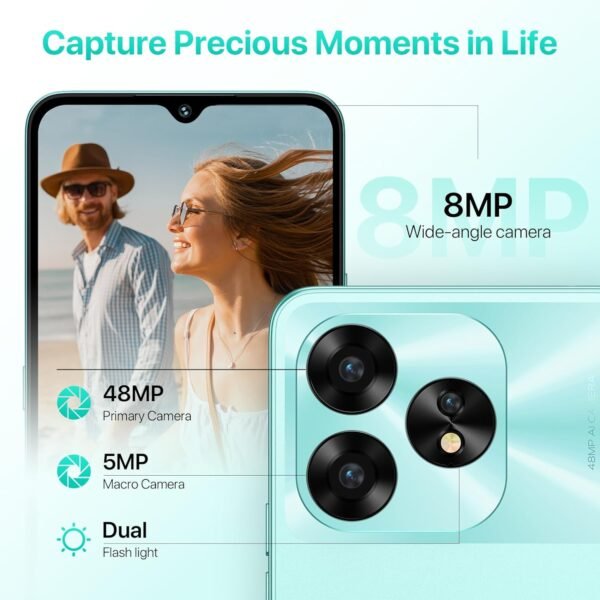 UMIDIGI A15C (16+128GB) Android 13 NFC Unlocked Cell Phone|48MP Camera|5000mAh Battery-Graphite Black - Image 6