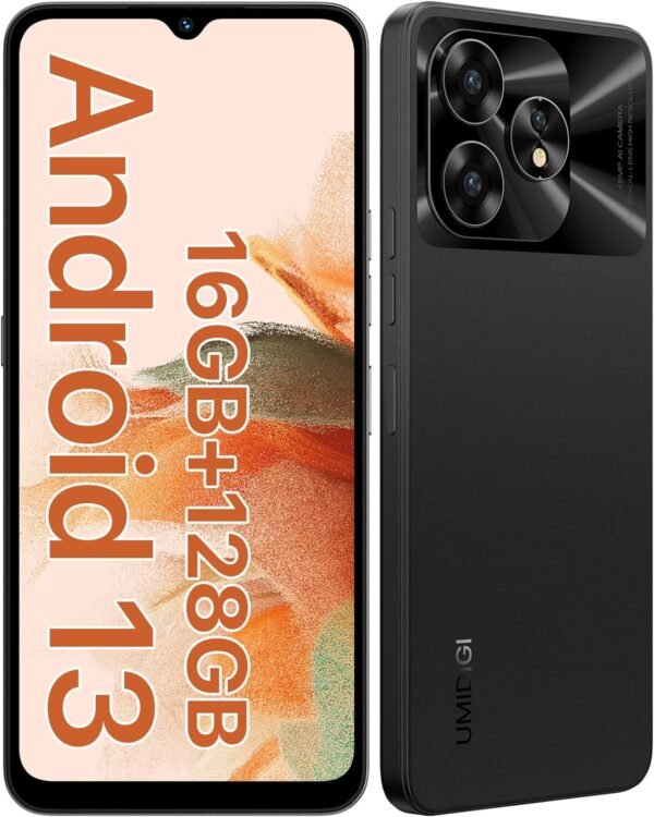 UMIDIGI A15C (16+128GB) Android 13 NFC Unlocked Cell Phone|48MP Camera|5000mAh Battery-Graphite Black