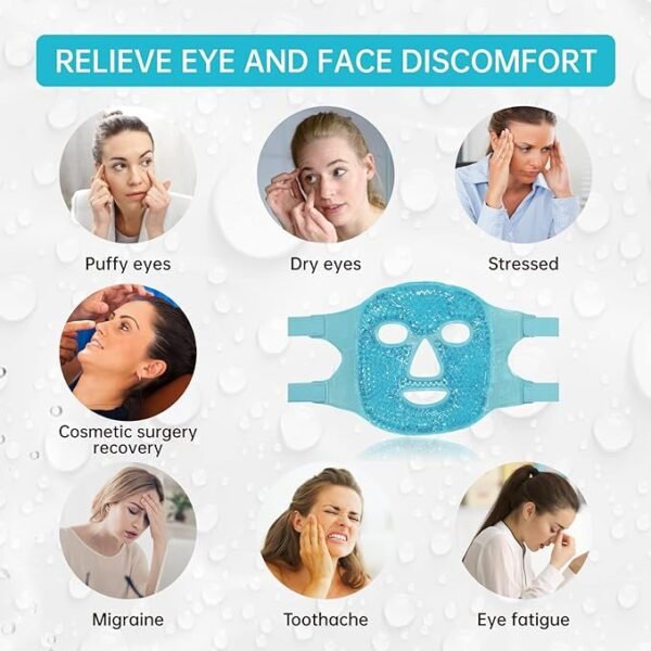 máscara helada para cara y ojos, reduce la hinchazón, ojeras, máscara de perlas de gel para frío y calor, - Image 2