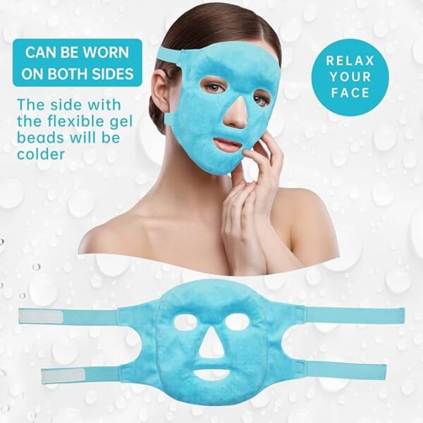 máscara helada para cara y ojos, reduce la hinchazón, ojeras, máscara de perlas de gel para frío y calor, - Image 3