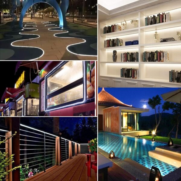Upgraded Solar LED Strip Lights,180 LED 19.6FT Bright White Balcony Lights Solar Powered,8 Lighting Modes Waterproof Outdoor Lights for Christmas Terrace, Balcony, Stairs, Chicken Coop, Pergola Decor - Image 4