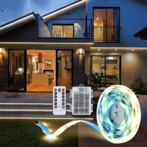YTDRGB Battery Powered LED Strip - 9.8FT 90 LED Battery LED Strip Lights, Waterproof Battery LED Strip Lights with Remote, Dimmable, Timer for Outdoor/Indoor Decoration