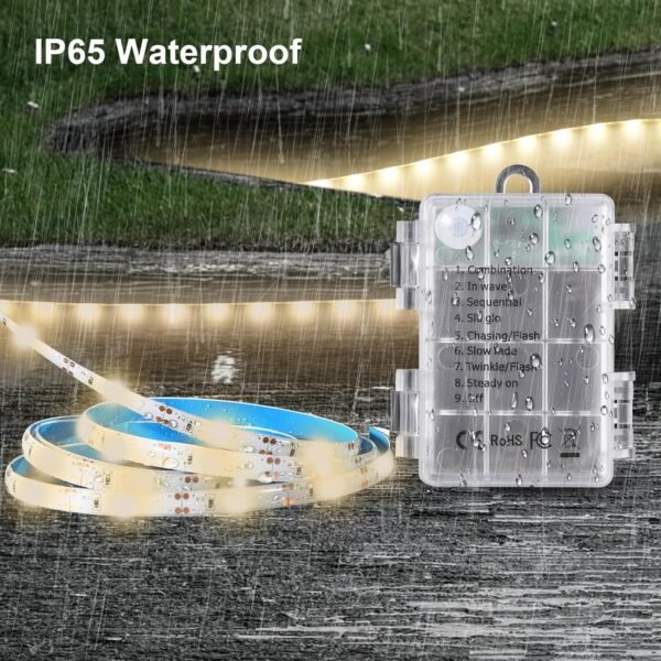 YTDRGB Battery Powered LED Strip - 9.8FT 90 LED Battery LED Strip Lights, Waterproof Battery LED Strip Lights with Remote, Dimmable, Timer for Outdoor/Indoor Decoration - Image 5