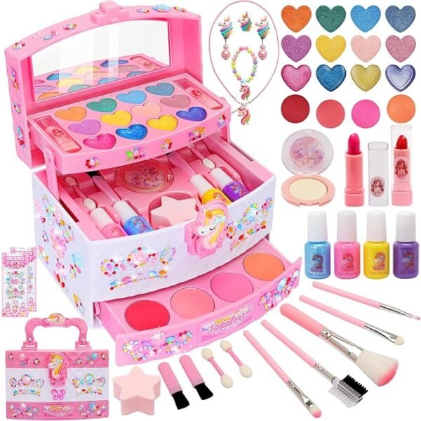 Juguetes para niñas, kit de maquillaje lavable para niñas de 3, 4, 5, 6, 7, 8, 9, 10, 11, 12 años, regalos para niñas, maquillaje para niñas, juguetes de princesa, vestidos de princesa para niñas
