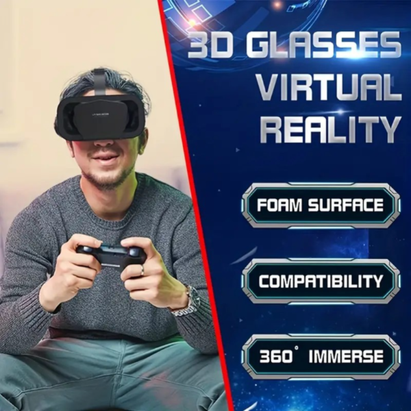 1pc 3D Immersive VR Headset - Advanced Virtual Reality Glasses with Proximity Sensor, USB-C Connector, and Controllers for iPhone/Android Smartphones - Binoculars Style, Auxiliary Connection - Image 5