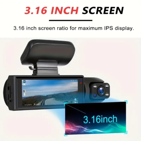 1080P Dual Camera Dash Cam For Cars With IR Night Vision, Loop Recording, And Wide Angle Lens - 3.16 Inch IPS Screen - Image 6