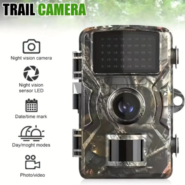 1pc Hunting Camera With 2-Inch Screen, HD Wildlife Trail Camera, Night Vision PIR 393.7inch, 0.8s Trigger Motion Activated, For Outdoor Wildlife Monitoring Camouflage