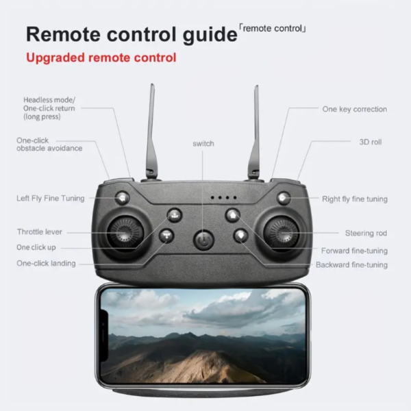 E99 Drone With Camera, Foldable RC Drone, Remote Control Drone Toys For Beginners Men's Gifts, Indoor And Outdoor Affordable UAV, Christmas Halloween Thanksgiving Gift - Image 3