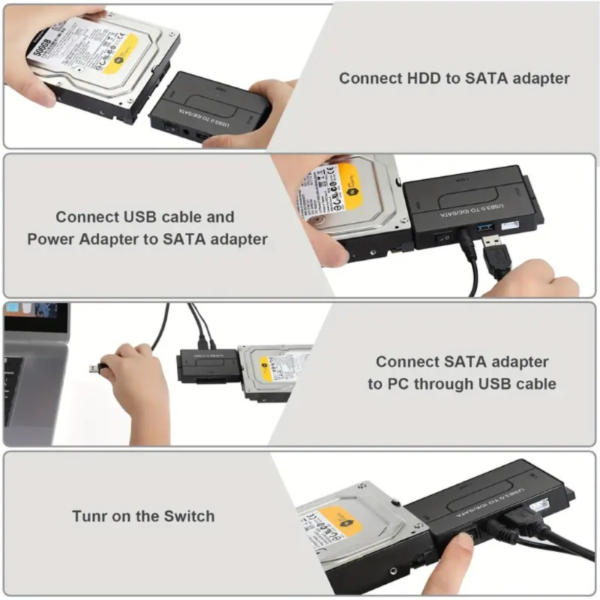 USB 3.0 To SATA IDE Hard Drive Reader, Ultra Recovery Converter Universal Hard Drive Adapter Kit For 2.5/3.5 Inch SATA And IDE HDD SSD, Include 12V/2A Power Adapter - Image 3