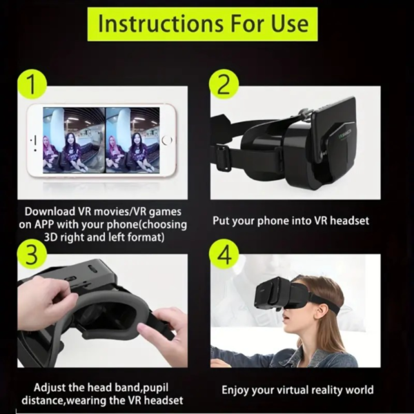 1pc 3D Immersive VR Headset - Advanced Virtual Reality Glasses with Proximity Sensor, USB-C Connector, and Controllers for iPhone/Android Smartphones - Binoculars Style, Auxiliary Connection - Image 4