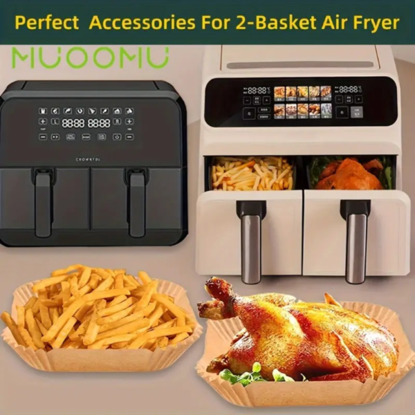 50pcs/100pcs Air Fryer Disposable Paper Liners, Rectangle, Kitchen Accessories, Non-Stick Parchment Paper For Ninja Dual Air Fryer, Air Fryer Accessories, Oil Proof & Water Proof Eid Al-Adha Mubarak - Image 4