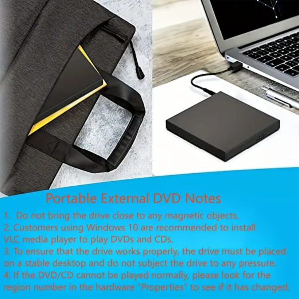 External CD DVD Drive, USB 2.0 Slim Protable External CD-RW Drive DVD-RW Burner Writer Player For Laptop Notebook PC Desktop Compute - Image 2