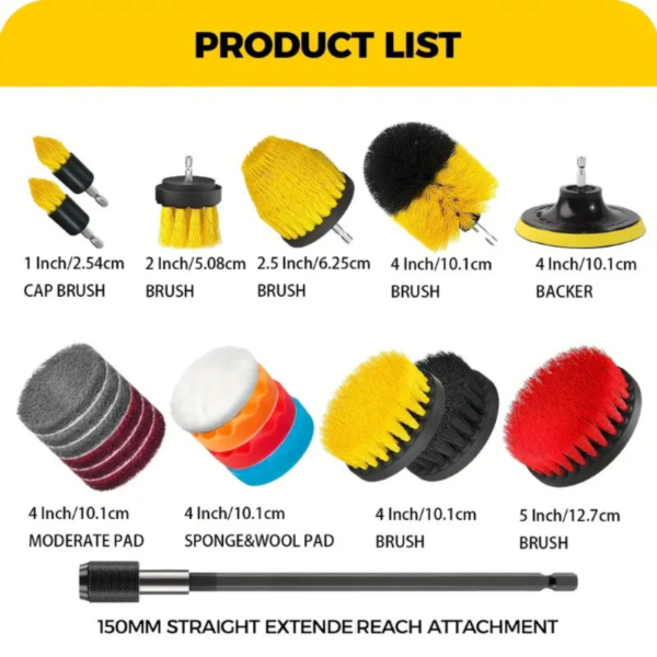 3/4/7/8/22pcs Drill Brush Attachment Set, Power Scrubber Wash Cleaning Brushes Tool Kit, All Purpose Drill Brush With Extension For Grout Floor, Tub Shower Tile, Bathroom, Kitchen Surface And Car. - Image 2