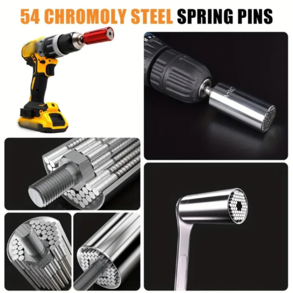 2pcs Universal Socket Wrench 7-19mm Professional Sockets Portable Tools Set Hand Multi-function Wrench Repair Kit With Power Drill & Ratchet Wrench Adapter Chrome Steel - Image 6