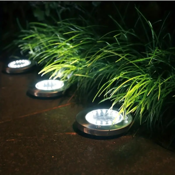 4/8pcs Solar Powered LED Ground Spot Lights - Recessed Polished Stainless Steel Lamp with 8 LEDs, Detachable, Semi-Flush Mount, Nickel Battery, and Installation Hardware - Energy-Efficient Pathway Lighting for Yard, Walkway, Patio, and Lawn - Image 8
