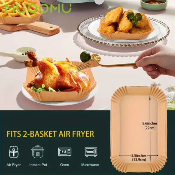 50pcs/100pcs Air Fryer Disposable Paper Liners, Rectangle, Kitchen Accessories, Non-Stick Parchment Paper For Ninja Dual Air Fryer, Air Fryer Accessories, Oil Proof & Water Proof Eid Al-Adha Mubarak - Image 6