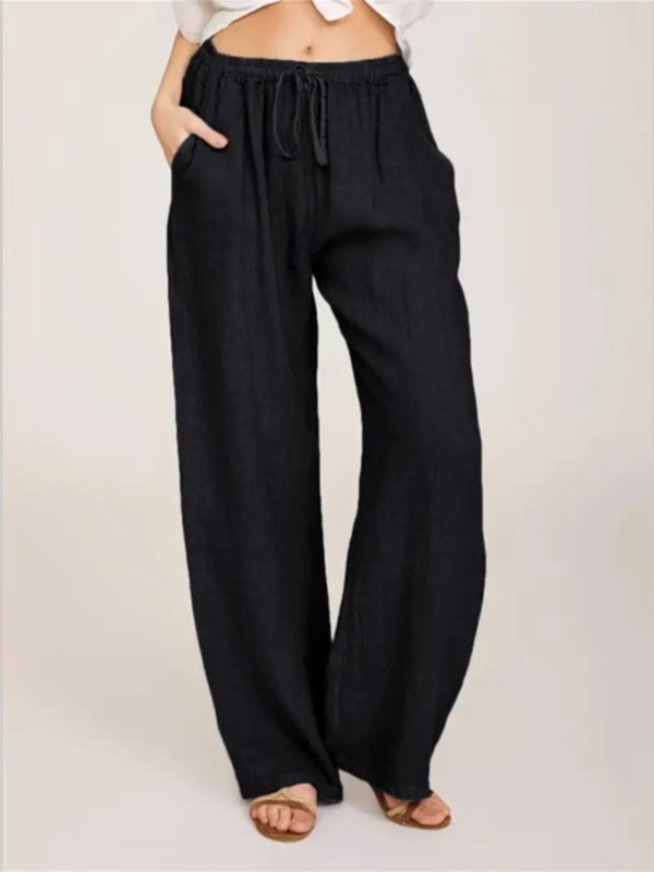 Drawstring Wide Leg Pants, Solid Loose Palazzo Pants, Casual Every Day Pants, Women's Clothing - Image 3