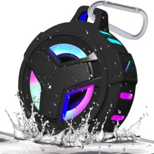 EBODA Altavoz de ducha Bluetooth, altavoces Bluetooth portátiles, altavoz inalámbrico impermeable IP67 con luz LED, flotante, 2000 mAh, estéreo inalámbrico verdadero para kayak, playa, regalos unisex