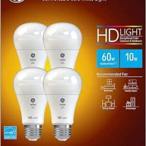 GE Relax Bombillas LED, 60 W, blanco suave, A19 (paquete de 4)