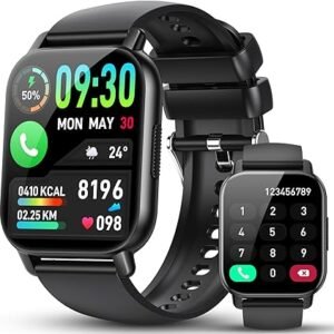 Reloj inteligente para hombres/mujeres con recordatorio de llamadas y mensajes Bluetooth, reloj de fitness con pantalla táctil HD de 1.85 pulgadas, monitor de frecuencia cardíaca, sueño, oxígeno