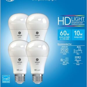 GE Refresh Bombillas LED, 60 W, luz diurna, A19 (paquete de 4)