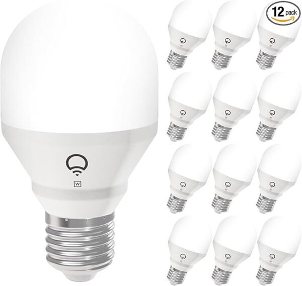 LIFX Bombilla LED inteligente A19 Wifi blanca, regulable, no requiere concentrador, funciona con Alexa y Apple Home Kit, Hey Google, L3A19LW06E26US/12, paquete de 12