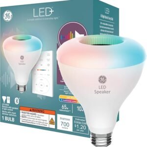 GE LED+ BR30 - Bombilla LED para interiores, con Bluetooth inalámbrico que cambia de color, con control remoto, 10 W, multicolor + blanco suave (paquete de 1)