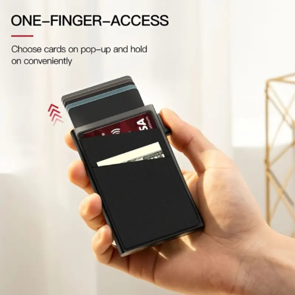 RFID-Secure Aluminum Credit Card Holder - Pop-Up Access, Slim & Lightweight - Perfect Gift for Men - Image 5