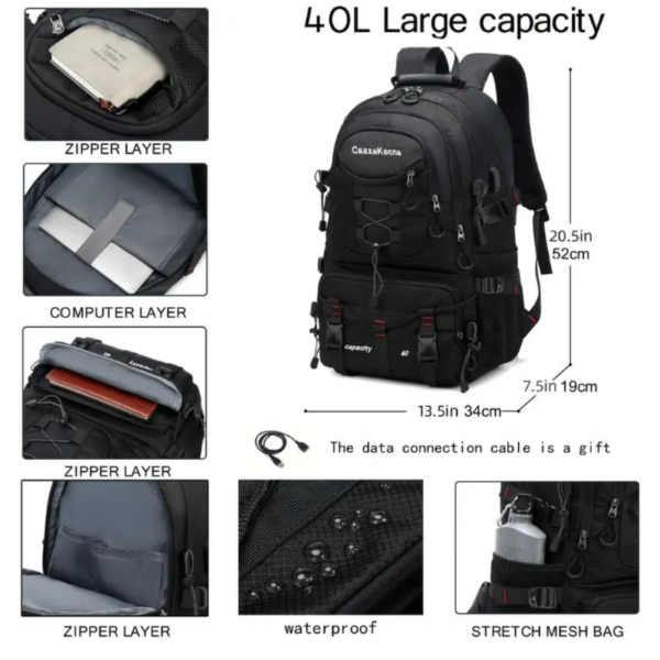 1pc Men's Waterproof Travel Backpack, Mountaineering Hiking Backpack, Outdoor Sports Camping Backpack, Can Hold 17 Inch Computer