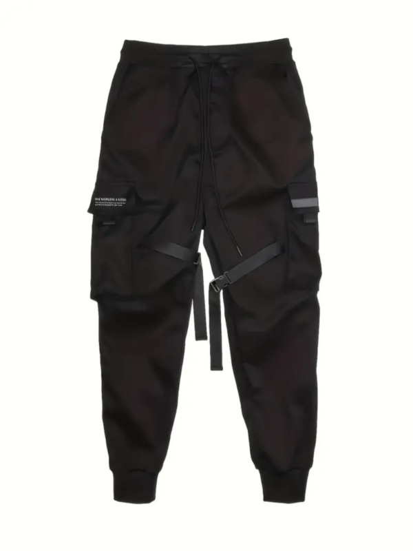 Trendy Solid Cargo Pants, Men's Multi Flap Pocket Trousers, Loose Casual Outdoor Pants, Men's Work Pants Outdoors techwear Hip Hop Style - Image 3