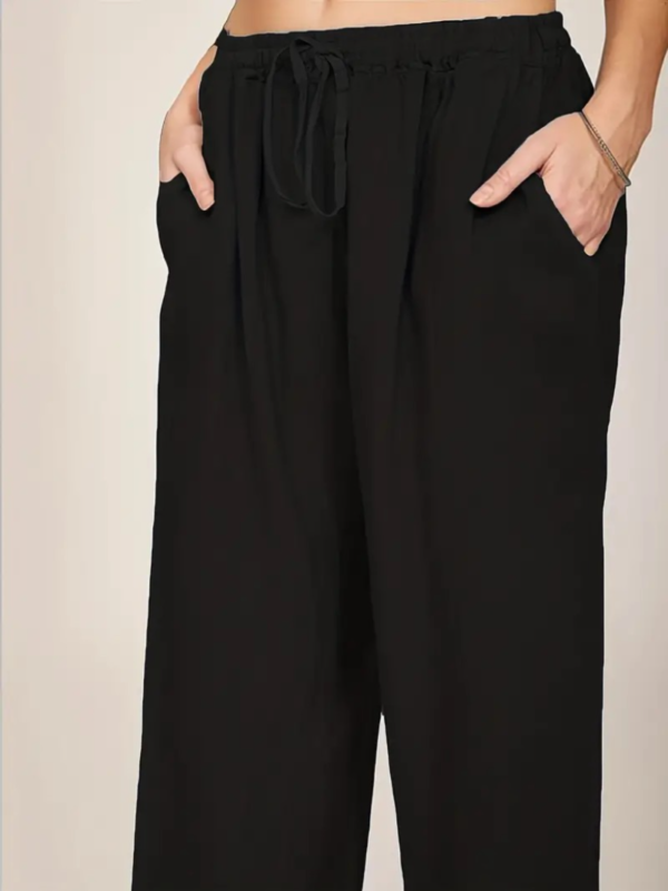 Drawstring Wide Leg Pants, Solid Loose Palazzo Pants, Casual Every Day Pants, Women's Clothing - Image 2