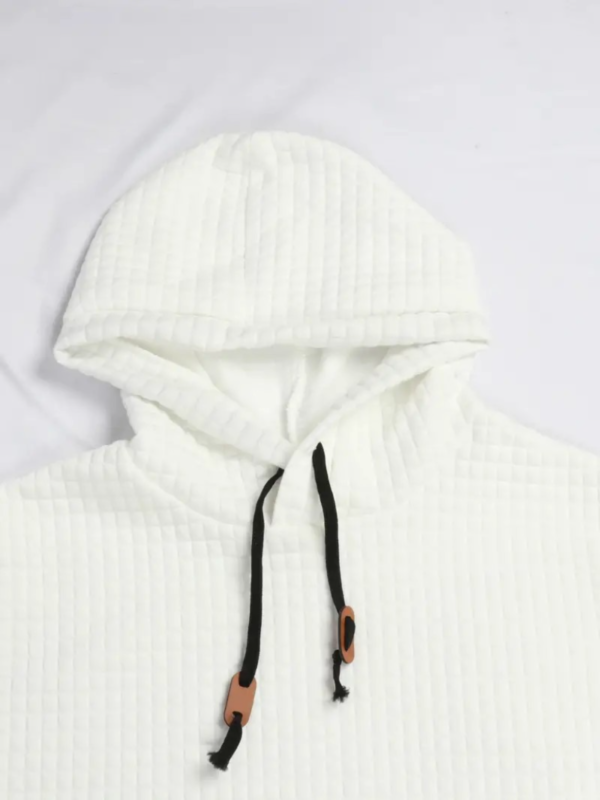 Waffle Pattern Solid Hoodie, Cool Hoodies For Men, Men's Casual Pullover Hooded Sweatshirt Streetwear For Spring Fall, As Gifts - Image 2