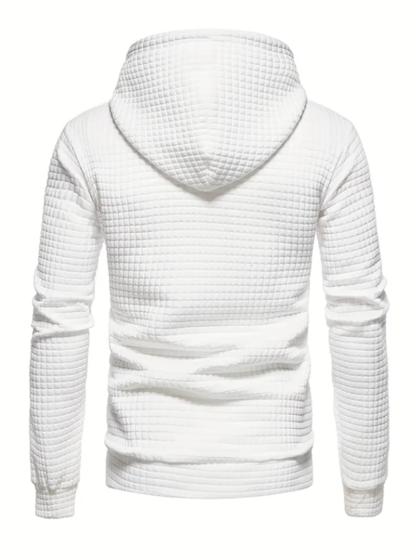 Waffle Pattern Solid Hoodie, Cool Hoodies For Men, Men's Casual Pullover Hooded Sweatshirt Streetwear For Spring Fall, As Gifts - Image 3