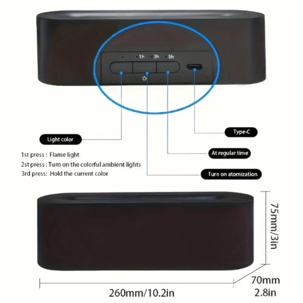 1pc Simulation Flame Aromatherapy Lamp, 5.07oz USB Power Supply RGB Light Timer Humidifier For Bedroom Office Air Purification Decoration - Image 4