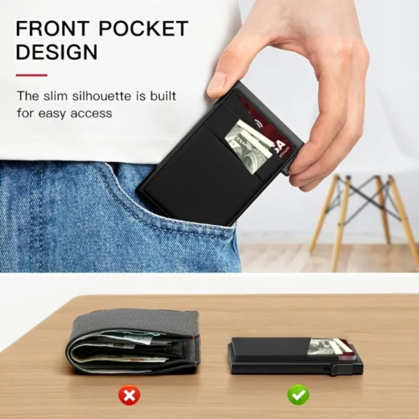 RFID-Secure Aluminum Credit Card Holder - Pop-Up Access, Slim & Lightweight - Perfect Gift for Men - Image 3