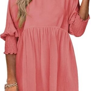 Vestido tipo túnica de verano para mujer, casual, holgado, manga corta, cuello redondo, mini vestidos de corte recto