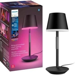 Philips Hue Go - Lámpara de mesa portátil de 1 unidad para uso en interiores y exteriores, ambiente blanco y de color, compatible con Alexa, Apple HomeKit y Google Assistant, negro