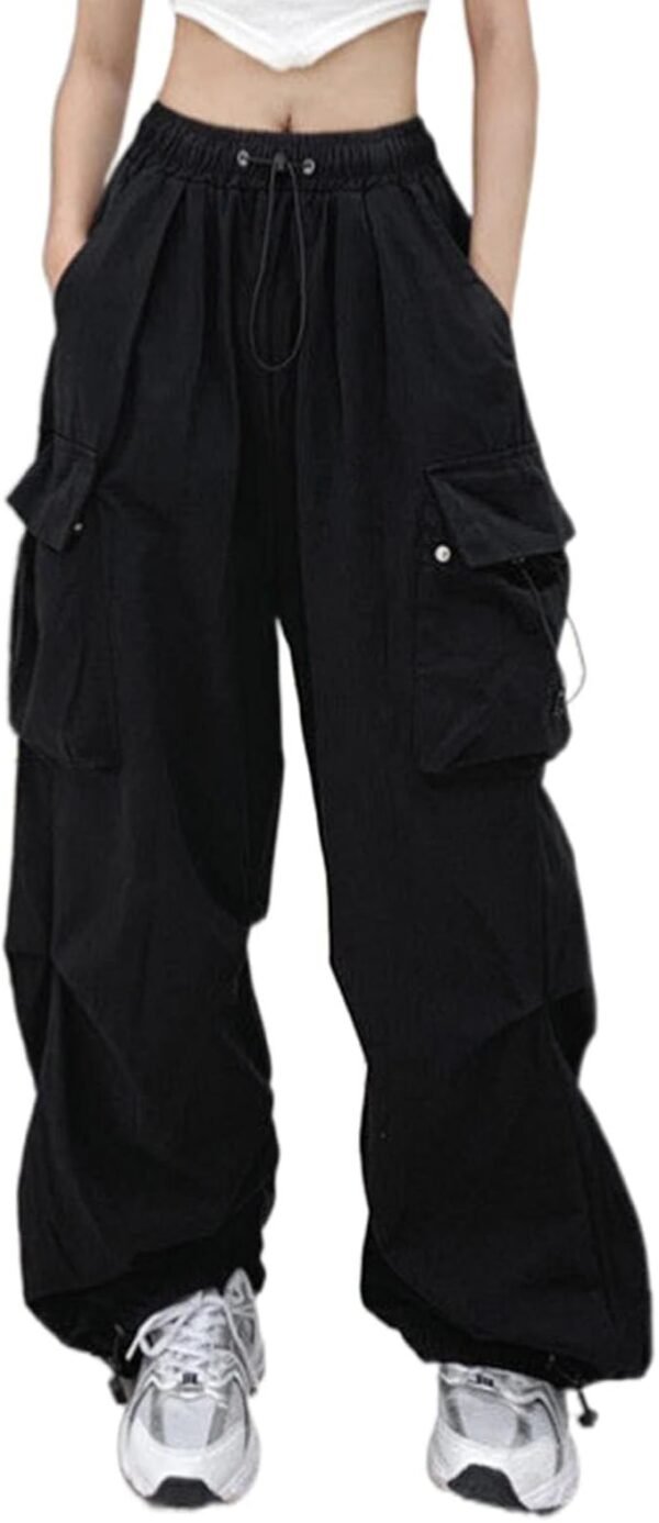 Pantalones cargo de camuflaje para mujer, talla grande, cintura alta, ajustables, rectos, ajuste relajado, holgados, paracaídas, pantalones de senderismo con bolsillo