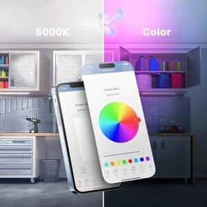 Feit Electric Luz LED inteligente para garaje, panel RGBW, 3 paneles, Wifi 2.4GHz, bombilla LED atornillada para tienda, funciona con Alexa y Google Home Assistant, E26, 4000 lúmenes, luz de techo
