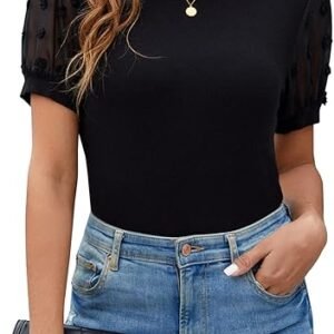 Blooming Jelly Blusa de manga corta para mujer, casual, elegante, acanalada, para verano, para el trabajo