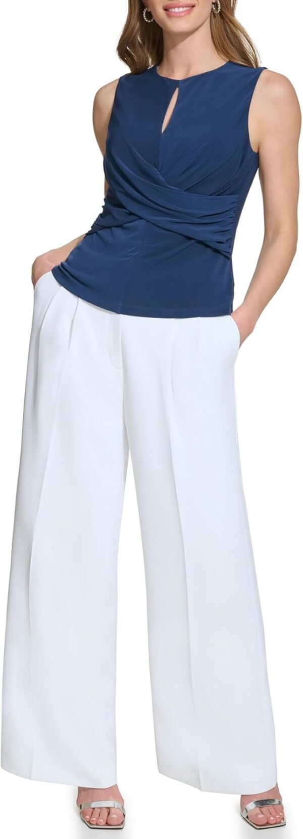 Womens Sleeveless Crossover Blouse