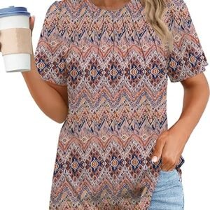 Beimuc Camisetas de verano para mujer, de manga corta abombada, plisadas, casuales, holgadas, a la moda 2024