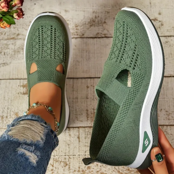 Zapatillas de corte para mujer, casuales y transpirables, para caminar, ligeras y planas para exteriores.