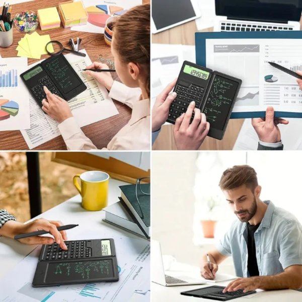 Scientific Calculators 10-Digit LCD Display Foldable Calculator With Handwriting Board, Solar And Battery Dual Power Supply For Teacher, Engineer - Image 2