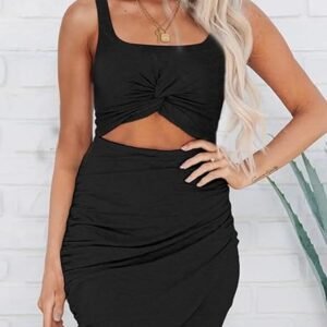 Acelitt - Vestido de verano 2023 para mujer, sin mangas, recortado, vestido ajustado y cruzado